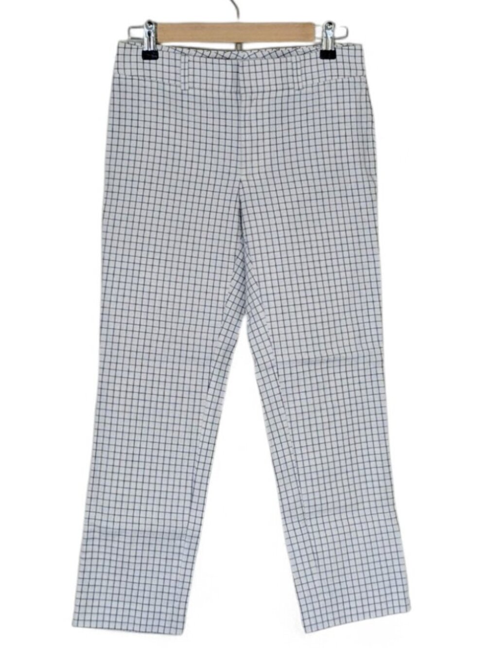 CLUB MONACO Women's Ankle Cropped Pants  Size 0  White Navy Check  NWOT
